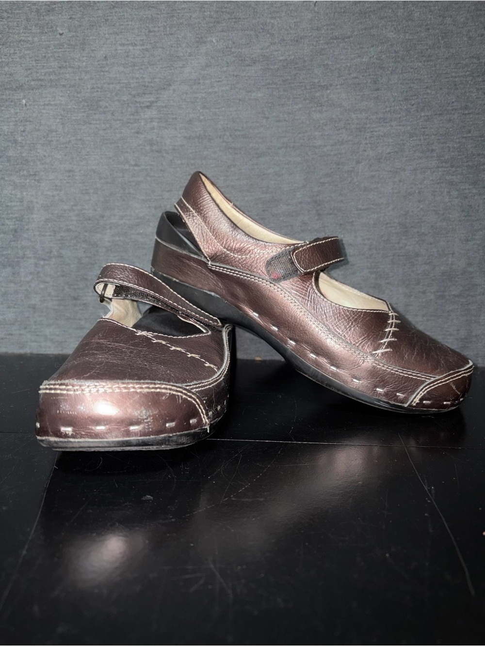 Wolky Metallic Brown Mary Jane Slip-On Loafers